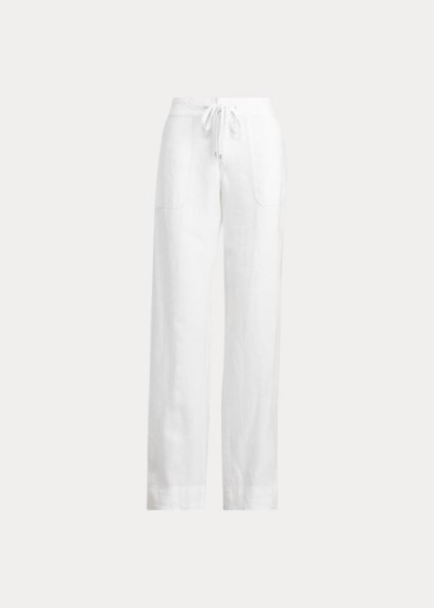 Pantalones Ralph Lauren Mujer Blancos - Linen Wide-Leg - ZWHTJ3291